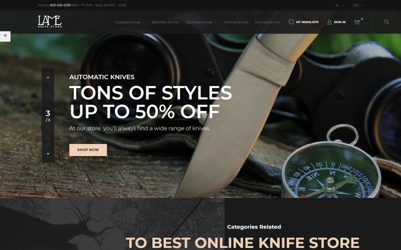 LAME - Knife Store PrestaShop-thema