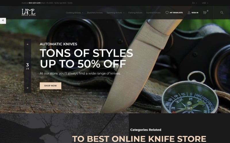 LAME - PrestaShop-Thema für Knife Store