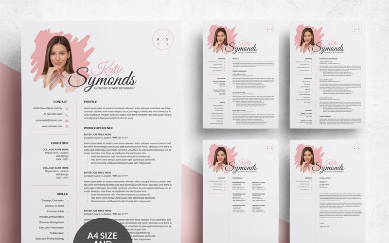 Download Резюме "Professional with Cover Letter Resume Template" / Professional with Cover Letter Resume Template - Резюме на тему графика resume template a4 clean 5 pages cv doc elegant indesign infographic modern professional creative design minimal portfolio word