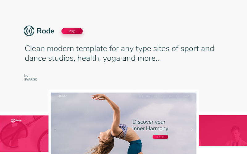 Download PSD шаблон "Rode - Sport and Yoga PSD Template" / Rode - Sport and Yoga PSD Template - PSD шаблон на тему йога yoga psd sport template
