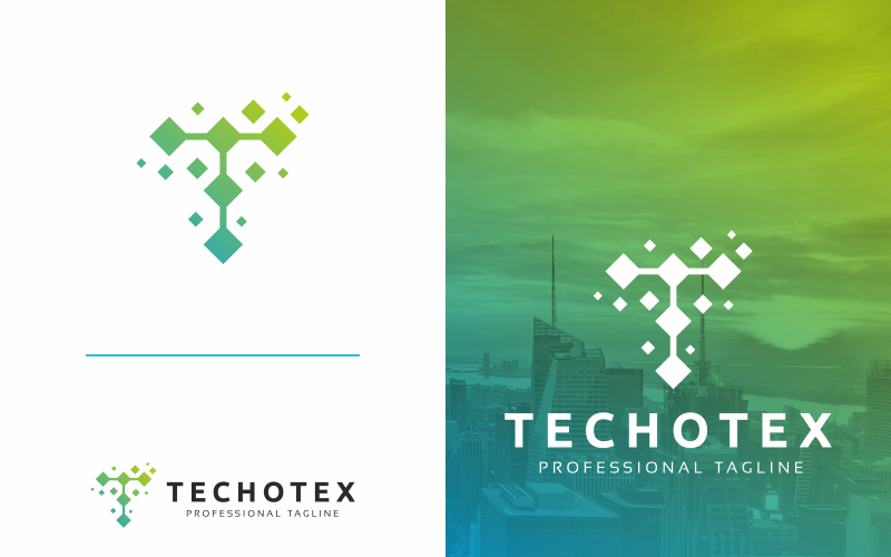 Techotex T Letter logó sablon