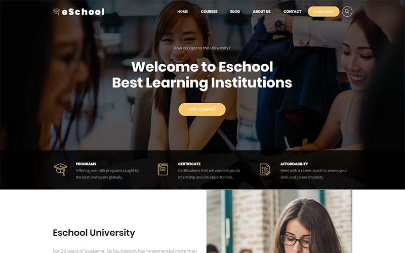 Eschool-教育，大学和学校WordPress主题