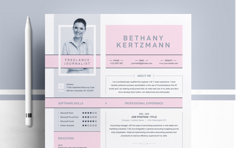 Download Резюме "Journalist Resume Template" / Journalist Resume Template - Резюме на тему графика resume template cv curriculum vitae modern clean word microsoft a4 us letter monochrome minimal diy teacher creative professional feminine