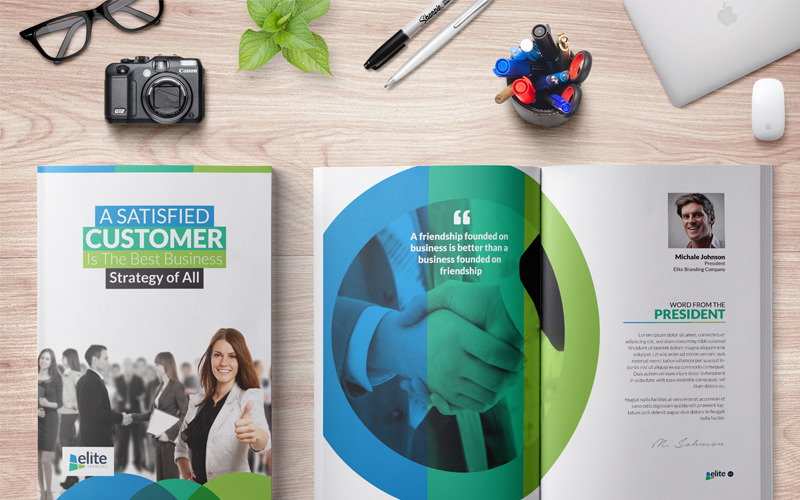 Download Фирменный стиль "12 Pages Business Brochure - Corporate Identity Template" / 12 Pages Business Brochure - Corporate Identity Template - Фирменный стиль на тему графика bi-fold brochure company profile business brochure book magazine annual report 2018 design template triangle square fold twi-fold corporate product creative