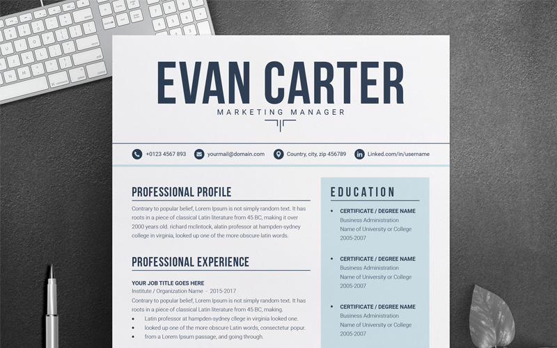 Plantilla de CV de Evan
