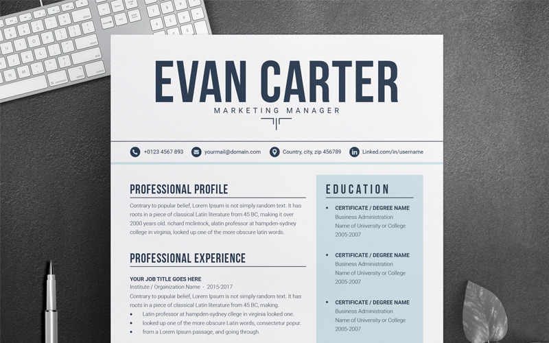 Szablon CV Evan