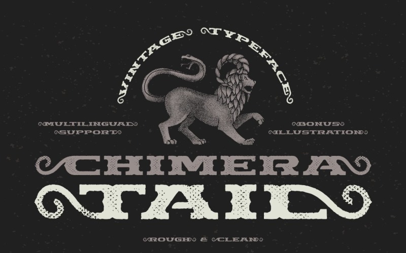 Download Шрифт "Chimera Tail, + illustration Font" / Chimera Tail, + illustration Font - Шрифт на тему графика font,vintage,alphabet,letters,typography,vector,retro,hand,drawn,style,type,background,western,script,letter,old,set,design,lettering,illustration