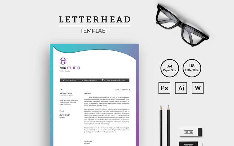Download Фирменный стиль "Creative And Modern Letterhead - Corporate Identity Template" / Creative And Modern Letterhead - Corporate Identity Template - Фирменный стиль на тему графика letterhead clean colorful corporate creative editable elegant ipad letter modern pad print ready simple sleek stationery stylish