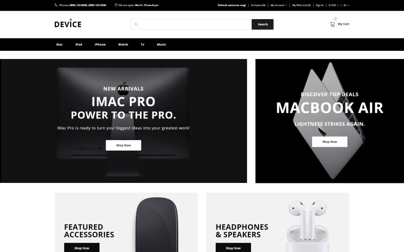 гаджет шаблон opencart