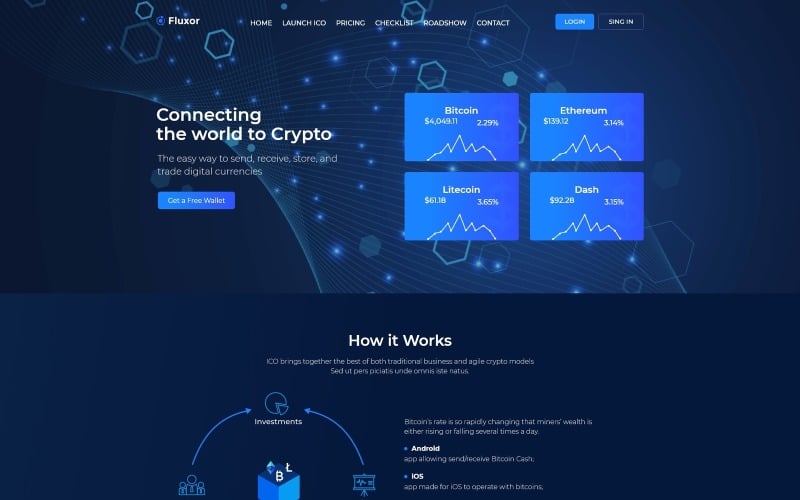 Fluxor - Crypcocurrency Investment motyw WordPress Elementor