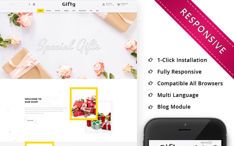 Giftg - Адаптивный OpenCart шаблон для магазина подарков