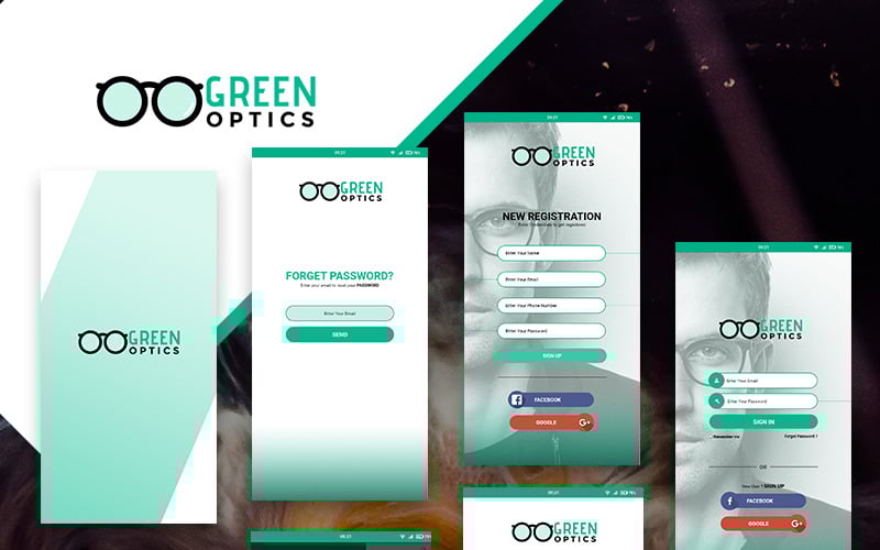 GreenOptics - Teknik Özellikler Mağaza Uygulaması PSD UI Öğeleri