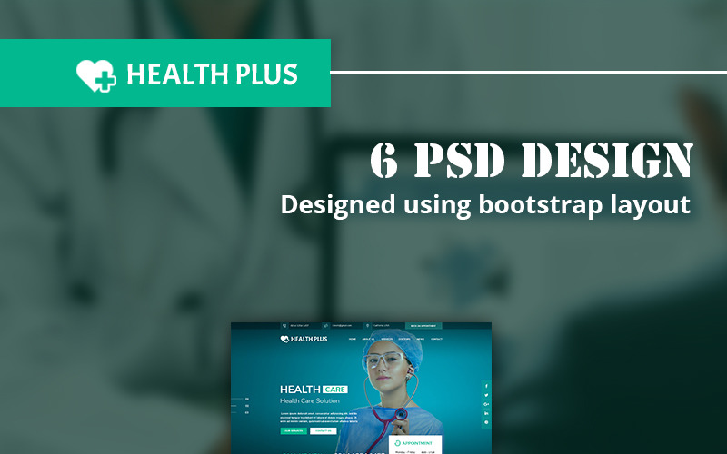 Download PSD шаблон "Healthplus - Multipurpose Health PSD Template" / Healthplus - Multipurpose Health PSD Template - PSD шаблон на тему психолог health health-care healthcare clinic doctor hospital medical medicine medic pharmacy surgeon dental hair fitness patient professional psd photoshop template responsive