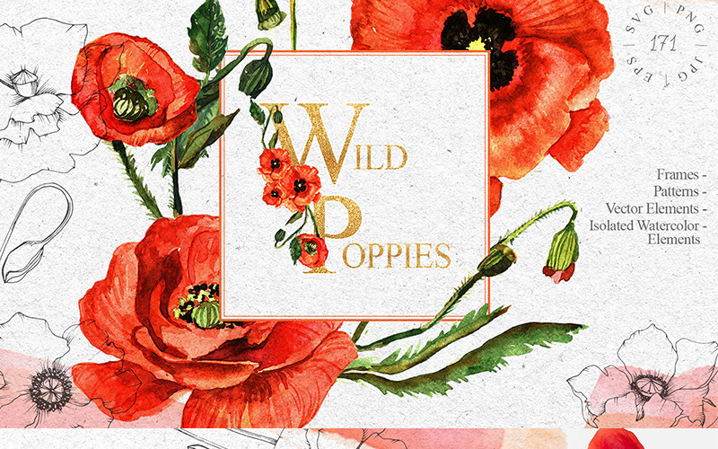 Download Иллюстрация "Red Poppies flowers EPS | SVG | PNG | JPG - Illustration" / Red Poppies flowers EPS | SVG | PNG | JPG - Illustration - Иллюстрация на тему графика red poppy flower watercolor png jpg svg eps clipart