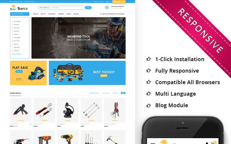 Più sicuro: il tema PrestaShop reattivo di Tool Store