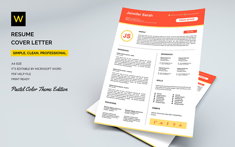 Download Резюме "Pumpkin - Resume Template" / Pumpkin - Resume Template - Резюме на тему графика resume template cv coverletter microsoftword creative design clean professional curriculumvitae modern simple word job
