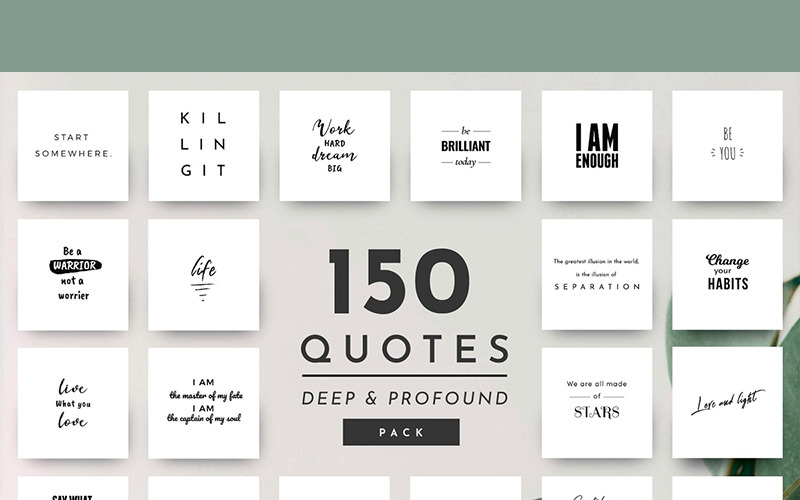 Download Шаблон для соцсетей "150 Ready-to-use Deep Quotes Social Media Template" / 150 Ready-to-use Deep Quotes Social Media Template - Шаблон для соцсетей на тему графика 