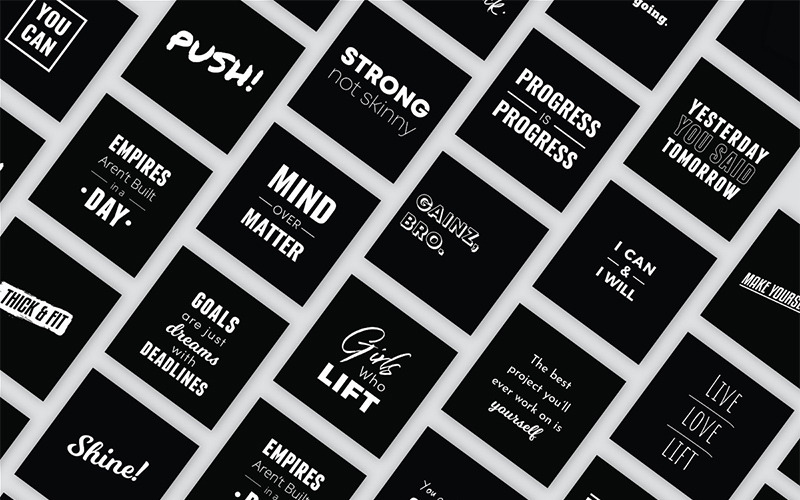 Download Шаблон для соцсетей "150 Ready to Use Fitspiration Quotes Social Media Template" / 150 Ready to Use Fitspiration Quotes Social Media Template - Шаблон для соцсетей на тему графика 