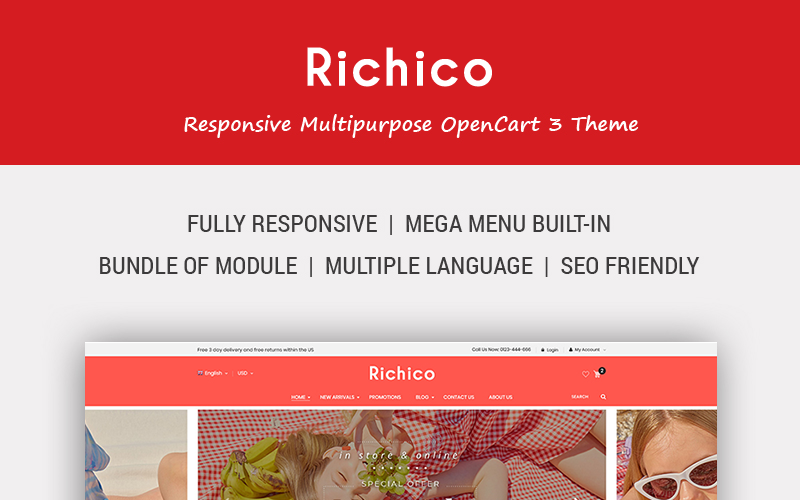 Richico - Le modèle OpenCart propre, minimal et polyvalent
