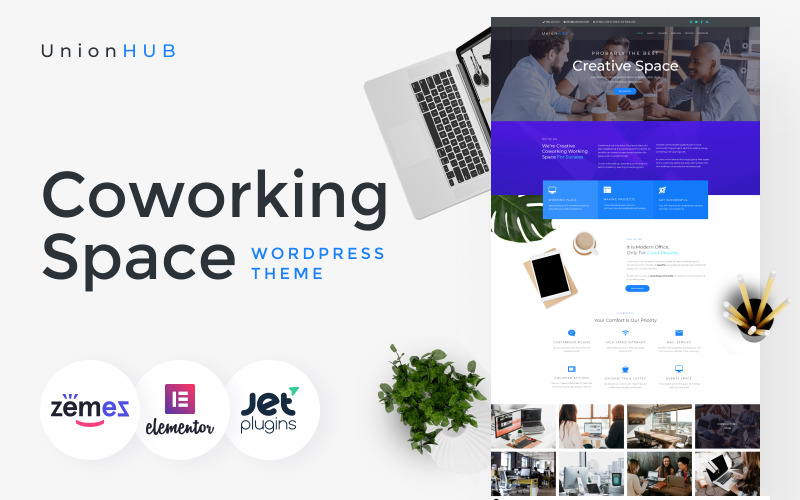 UnionHUB - Tema do WordPress Elementor do Espaço de Coworking