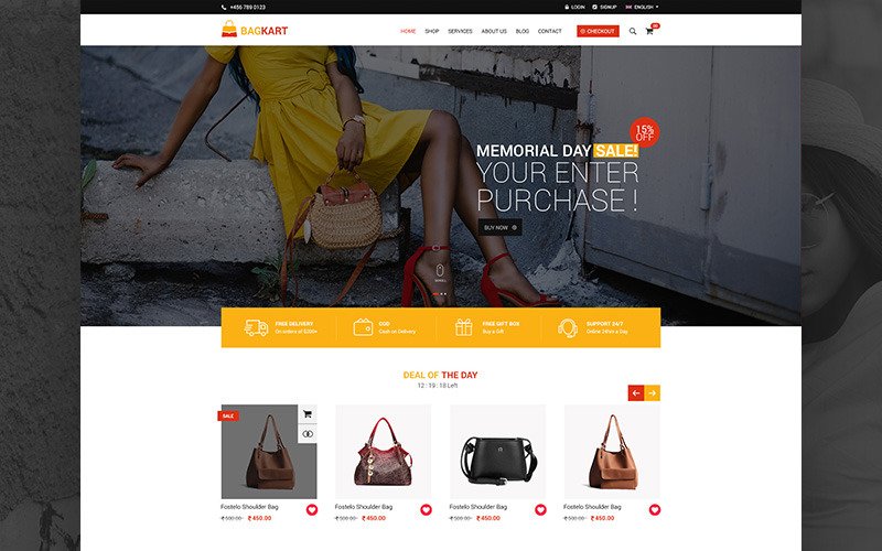 Download PSD шаблон "BagKart - eCommerce PSD Template" / BagKart - eCommerce PSD Template - PSD шаблон на тему магазин сумок ecommerce onlinestore bagshopping moderndesign