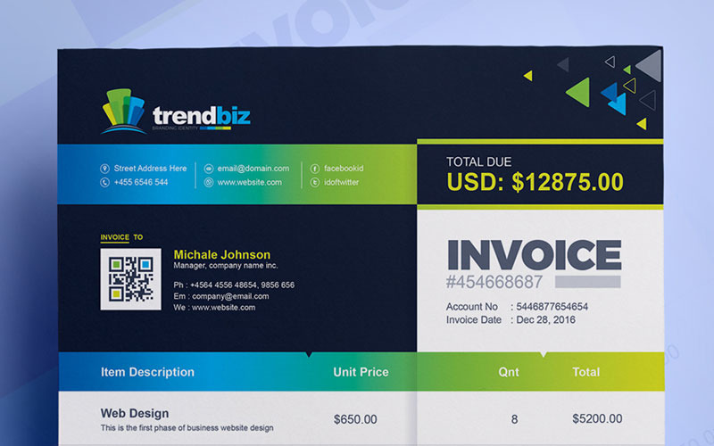 Download Фирменный стиль "Business Invoice MS Word - Corporate Identity Template" / Business Invoice MS Word - Corporate Identity Template - Фирменный стиль на тему графика invoice template design ms word psd eps clean bundle simple modern business cash memo a4 automatic bill creative excel indesign