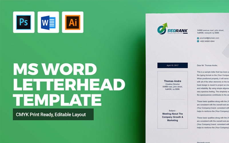 Download Фирменный стиль "Clean Letterhead Design - Corporate Identity Template" / Clean Letterhead Design - Corporate Identity Template - Фирменный стиль на тему графика seo search engine optimization digital marketing agency letterhead template design ms word pad corporate font bundle business a4 docx office