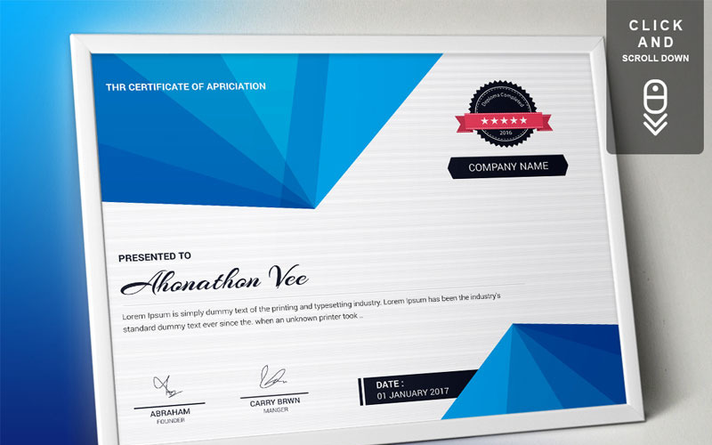 Download Шаблон сертификата "Corporate & Modern | Vol. 01 Certificate Template" / Corporate & Modern | Vol. 01 Certificate Template - Шаблон сертификата на тему графика certificate design template gift templates vintage psd word ms graduation achievement multipurpose training degree award of excellence appreciation recognition professional