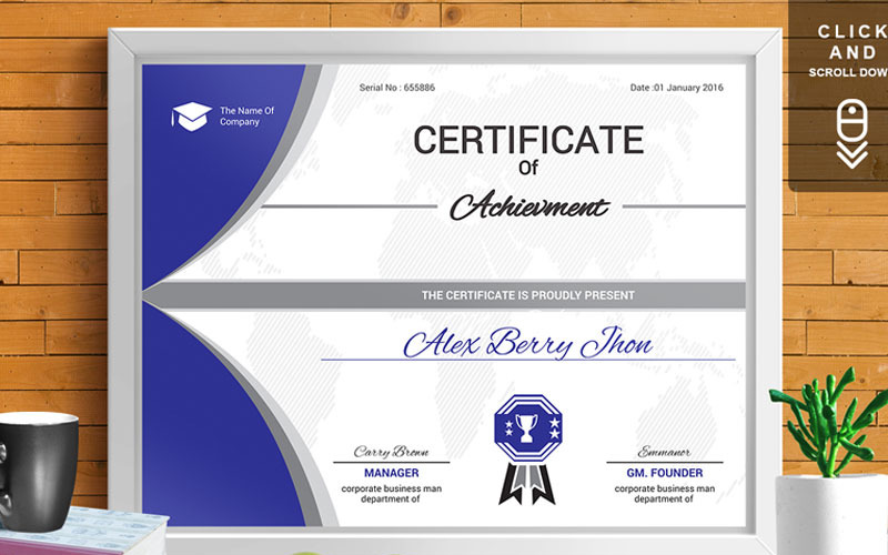 Download Шаблон сертификата "Corporate & Modern | Vol. 04 Certificate Template" / Corporate & Modern | Vol. 04 Certificate Template - Шаблон сертификата на тему графика certificate design template gift templates vintage psd word ms graduation achievement multipurpose training degree award of excellence appreciation recognition professional