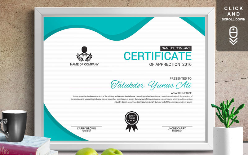 Download Шаблон сертификата "Corporate & Modern | Vol. 05 Certificate Template" / Corporate & Modern | Vol. 05 Certificate Template - Шаблон сертификата на тему графика certificate design template gift templates vintage psd word ms graduation achievement multipurpose training degree award of excellence appreciation recognition professional
