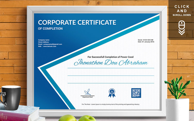 Download Шаблон сертификата "Corporate & Modern | Vol. 07 Certificate Template" / Corporate & Modern | Vol. 07 Certificate Template - Шаблон сертификата на тему графика certificate design template gift templates vintage psd word ms graduation achievement multipurpose training degree award of excellence appreciation recognition professional