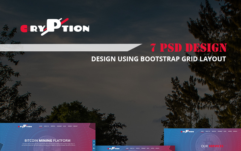 Download PSD шаблон "Cryption - Multipurpose Crypto PSD Template" / Cryption - Multipurpose Crypto PSD Template - PSD шаблон на тему консалтинг psd template theme cryptocurrency consulting business