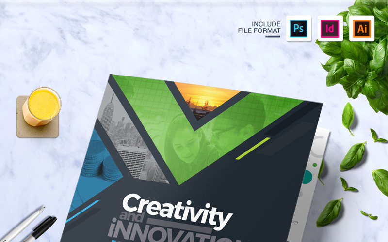 Dreifach gefaltete CreativePainting-Broschüre - Vorlage für Unternehmensidentität