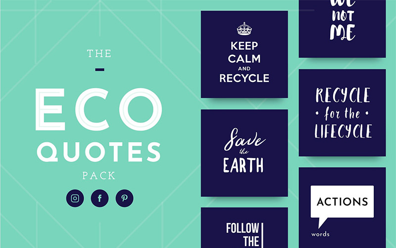 Download Шаблон для соцсетей "61 ECO Quotes Delightful Artifacts Social Media Template" / 61 ECO Quotes Delightful Artifacts Social Media Template - Шаблон для соцсетей на тему графика 