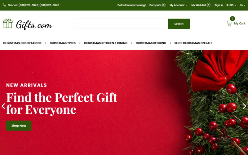 Gifts.com - OpenCart-Vorlage für Weihnachtsgeschenke