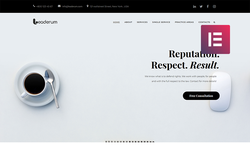 Leaderum - Thème WordPress Elementor Minimal Business