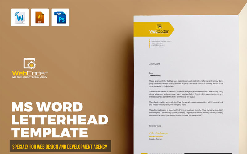 Download Фирменный стиль "Letterhead - Corporate Identity Template" / Letterhead - Corporate Identity Template - Фирменный стиль на тему графика web design and development letterhead template ms word pad corporate font bundle business a4 docx office official psd eps company