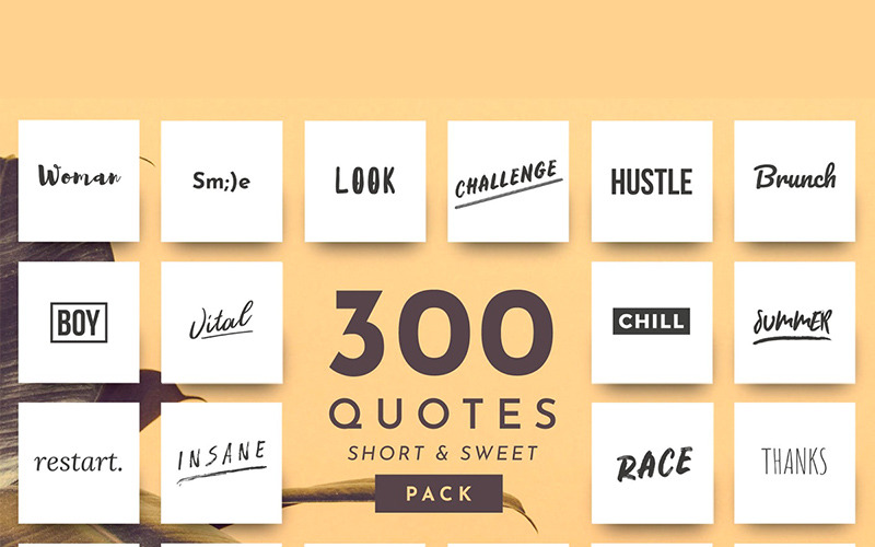 Download Шаблон для соцсетей "300 Ready-to-use Single Word Quotes Social Media Template" / 300 Ready-to-use Single Word Quotes Social Media Template - Шаблон для соцсетей на тему графика 