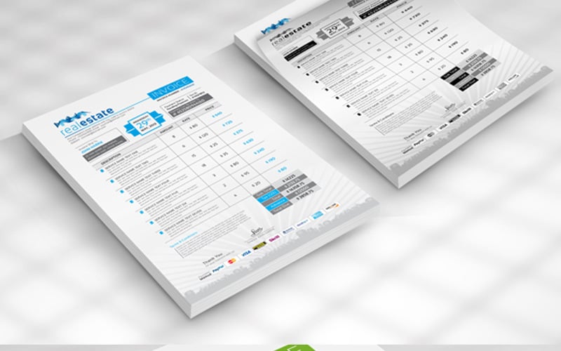 Download Фирменный стиль "RealEstate Invoice - Corporate Identity Template" / RealEstate Invoice - Corporate Identity Template - Фирменный стиль на тему графика real estates invoice template design ms word psd eps clean bundle simple modern business cash memo a4 automatic bill creative