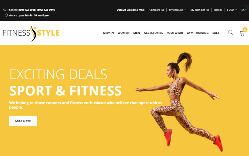 Styl fitness - szablon OpenCart moda sportowa