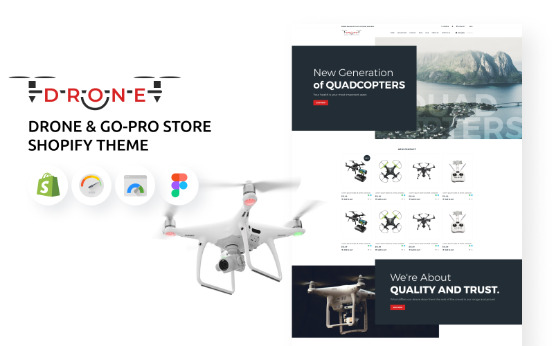 Szablon Shopify dla dronów i sklepów Go-Pro