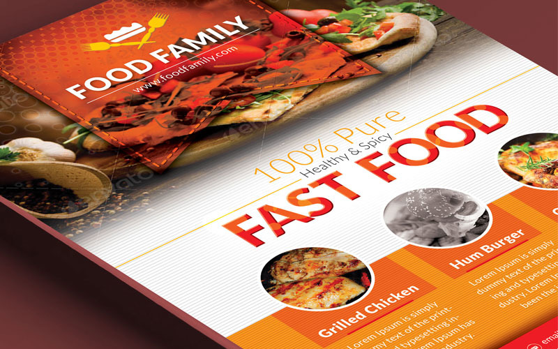 Tema di Identità Aziendale #74904 Fast Food Food Family Flyer