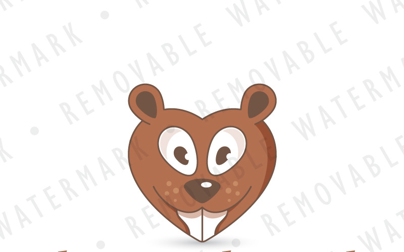 Download Шаблон логотипа "Beaver Love Logo Template" / Beaver Love Logo Template - Шаблон логотипа на тему графика illustration,animal,beaver,love,heart,mascot,smile,teeth,character,gift,wood,happy,silly,dating,logo,design,template,dentist,forestry,pet