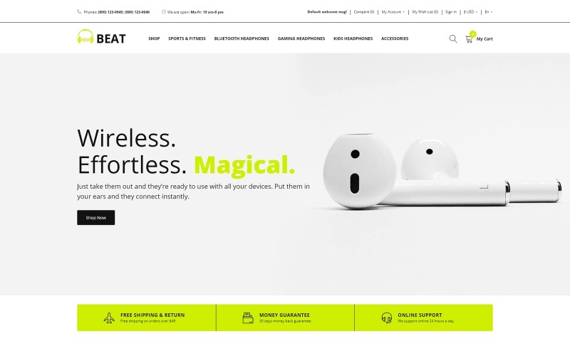 Beat - Headphones Store OpenCart-sjabloon