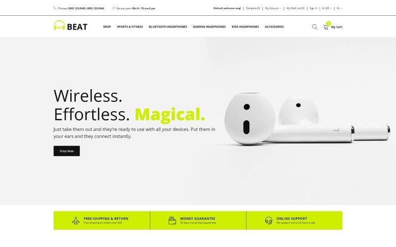 Beat - Modelo OpenCart para loja de fones de ouvido