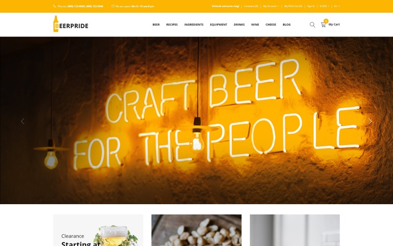 Beerpride - OpenCart шаблон оборудования и принадлежностей для домашнего пивоварения