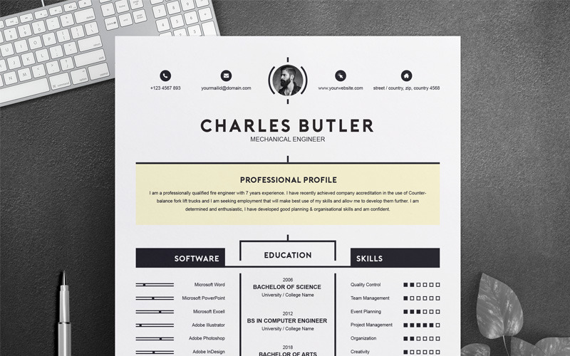 Download Резюме "Charles Butler Resume Template" / Charles Butler Resume Template - Резюме на тему графика resume template cv design psd photoshop word vintage docx templates indesign ms clean professional hipster elegant curriculum vitae cover letter