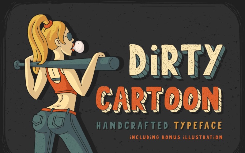 Download Шрифт "Dirty Cartoon Font" / Dirty Cartoon Font - Шрифт на тему графика action,activity,art,background,banner,baseball,bat,batter,beauty,born,bubble,cartoon,chewing,design,dirty,drawn,female,figure,font,fun