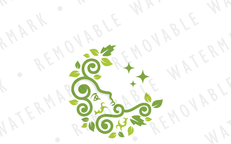 Download Шаблон логотипа "Dream of the Forest Logo Template" / Dream of the Forest Logo Template - Шаблон логотипа на тему графика leaf,forest,moon,sleep,dream,grow,spirit,crescent,logo,design,template,beauty,cosmetics,art,spa,wellness,floral,gardening,night,lunar