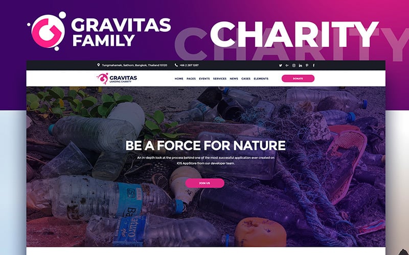 Gravitas-慈善MotoCMS 3登陆页面模板